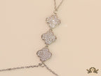 Platinum plated cz clover palm chain