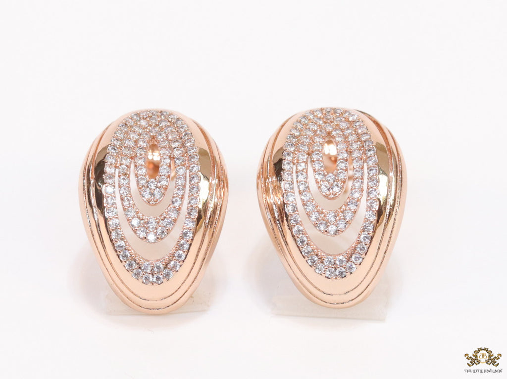Rose gold oval cz earrings