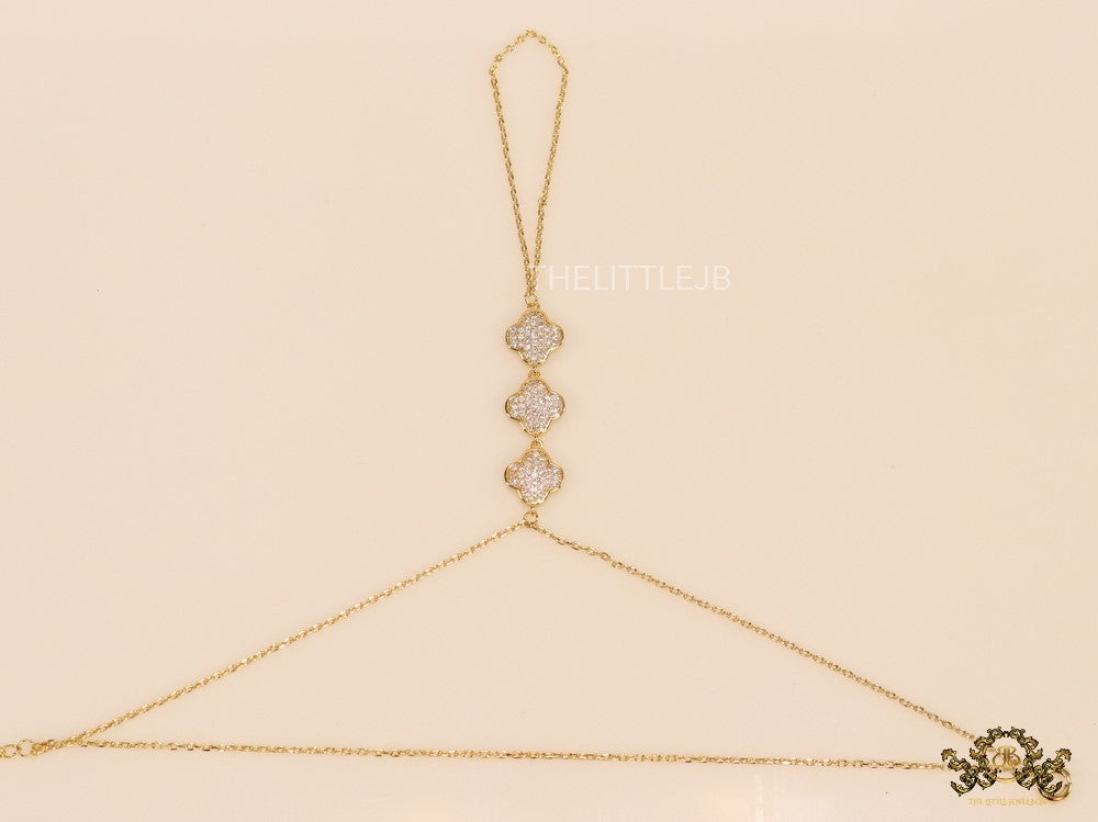 Gold plated cz clover palm chain
