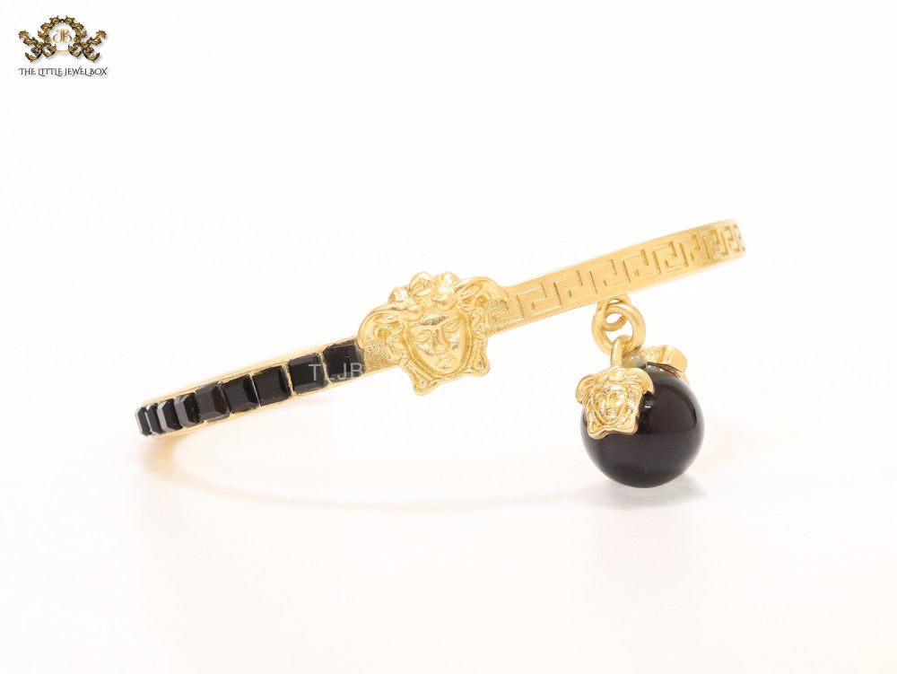 Half and Half Medusa gold Bracelet with hanging ball