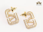 Alphabet open V small rectangle hoops with cz baguette