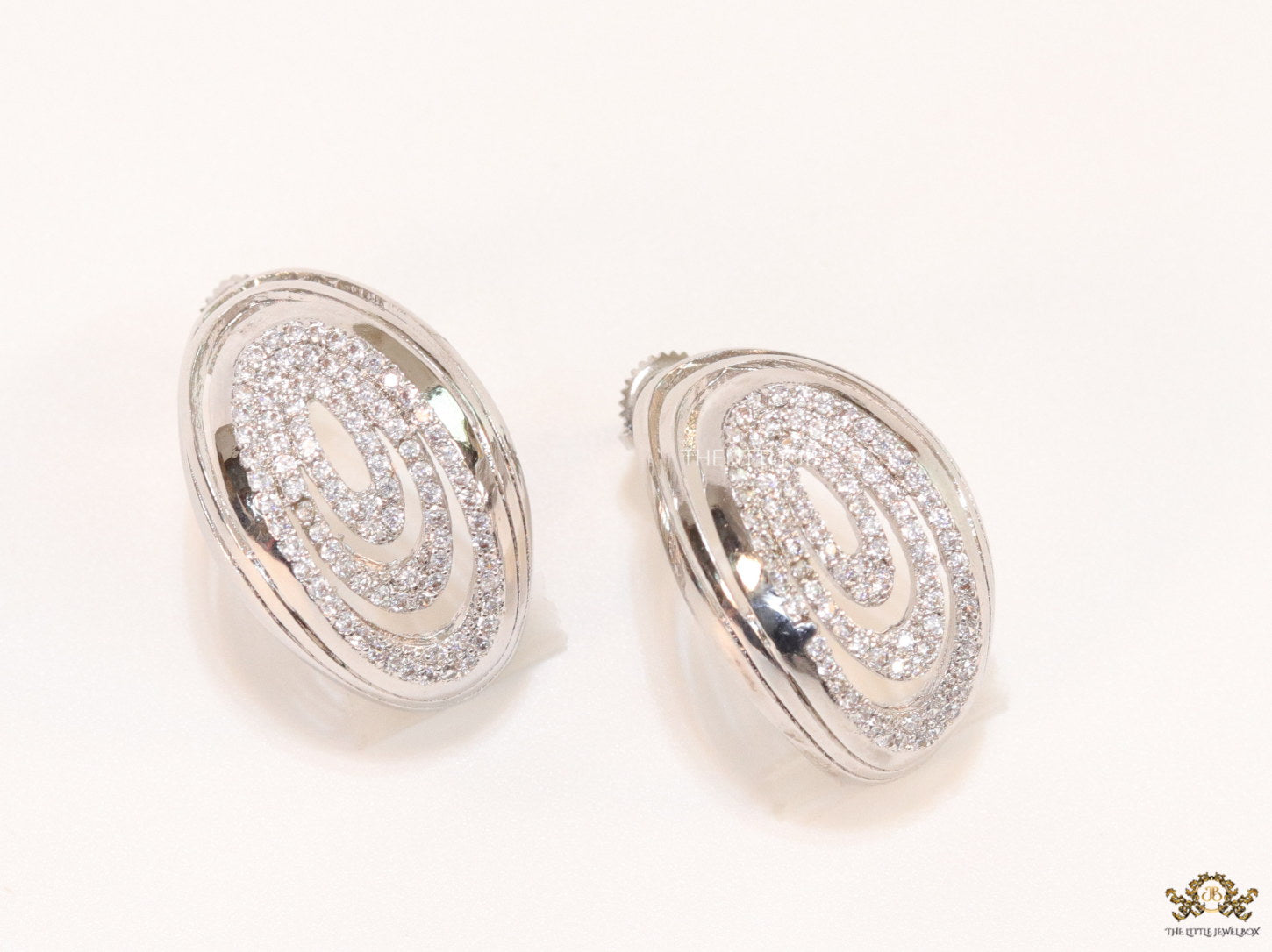 Platinum oval cz earrings