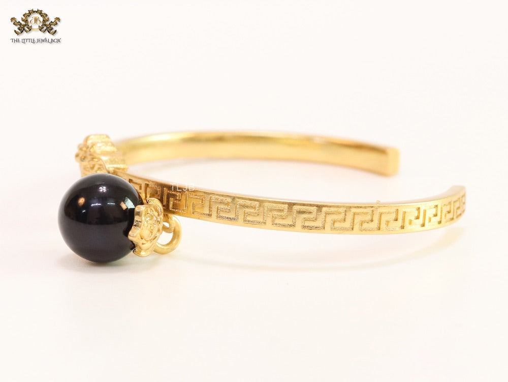 Half and Half Medusa gold Bracelet with hanging ball