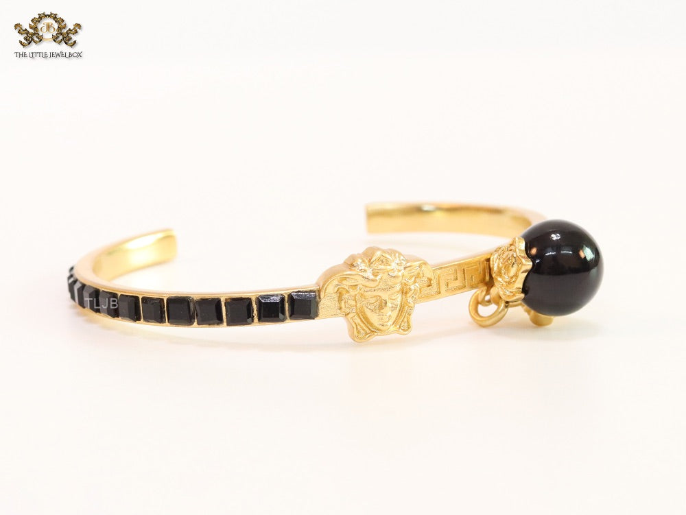 Half and Half Medusa gold Bracelet with hanging ball