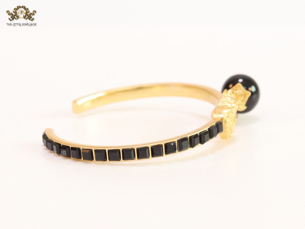 Half and Half Medusa gold Bracelet with hanging ball