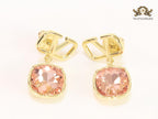 Alphabet open V dangles with pink stone