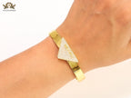 Alphabet P Gold open bracelet