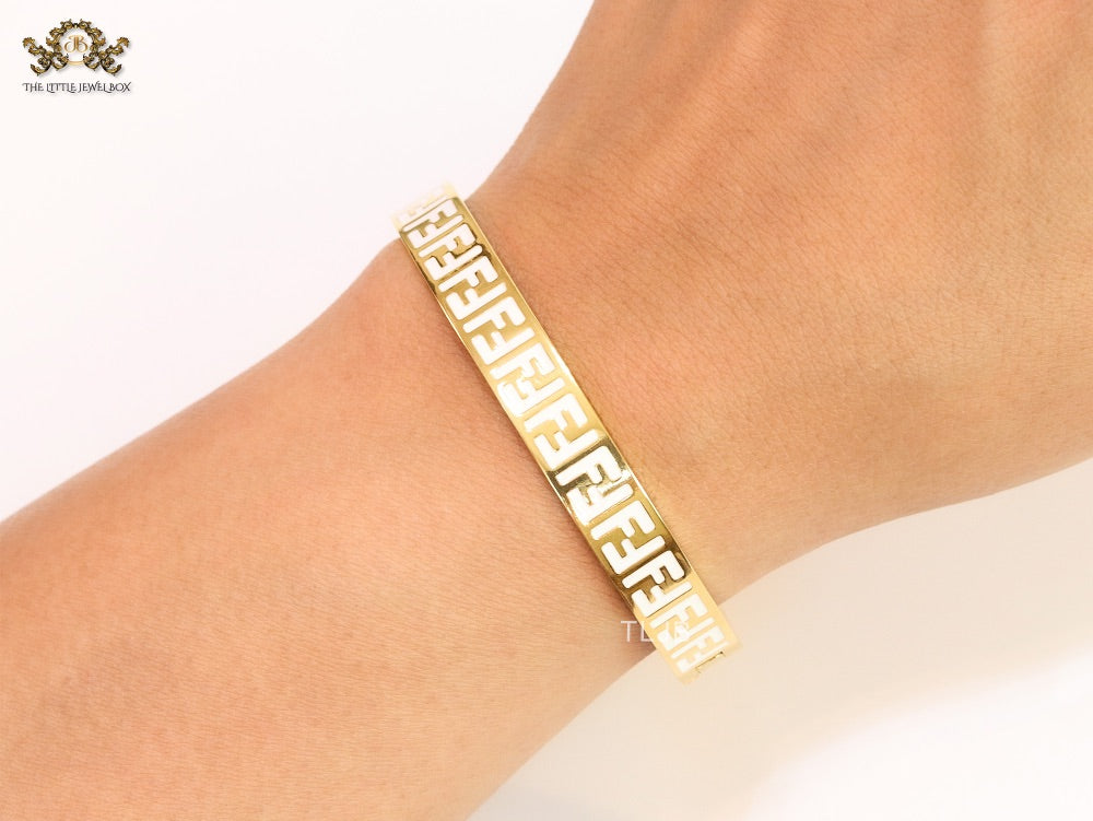White Double F Gold Bracelet