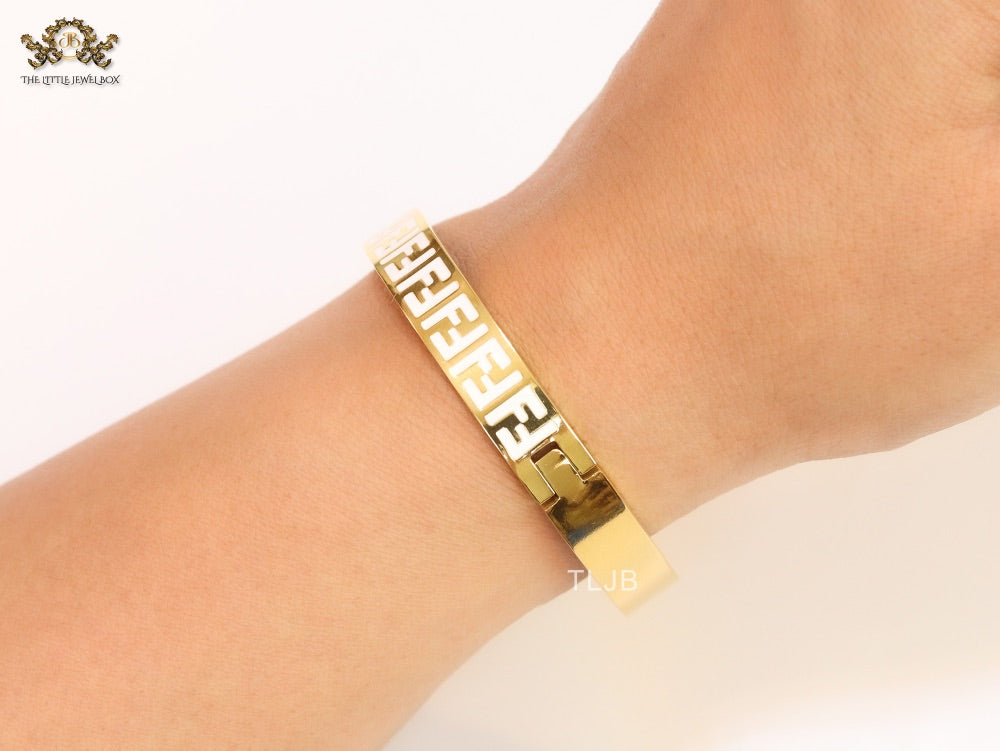 White Double F Gold Bracelet