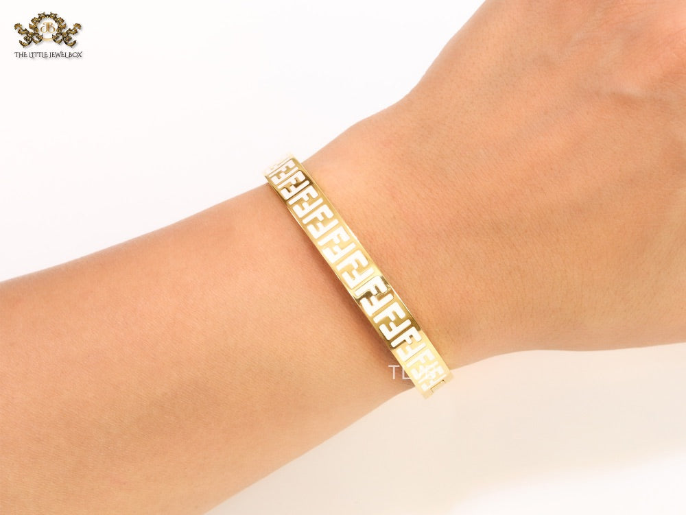 White Double F Gold Bracelet
