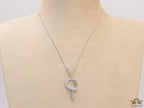 Sleek Platinum plated chain with Platinum plated cubic zirconia ancient snake symbol pendant