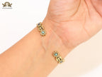 Double G cz with stone open gold bracelet