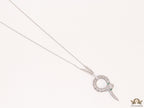 Sleek Platinum plated chain with Platinum plated cubic zirconia ancient serpentine symbol pendant