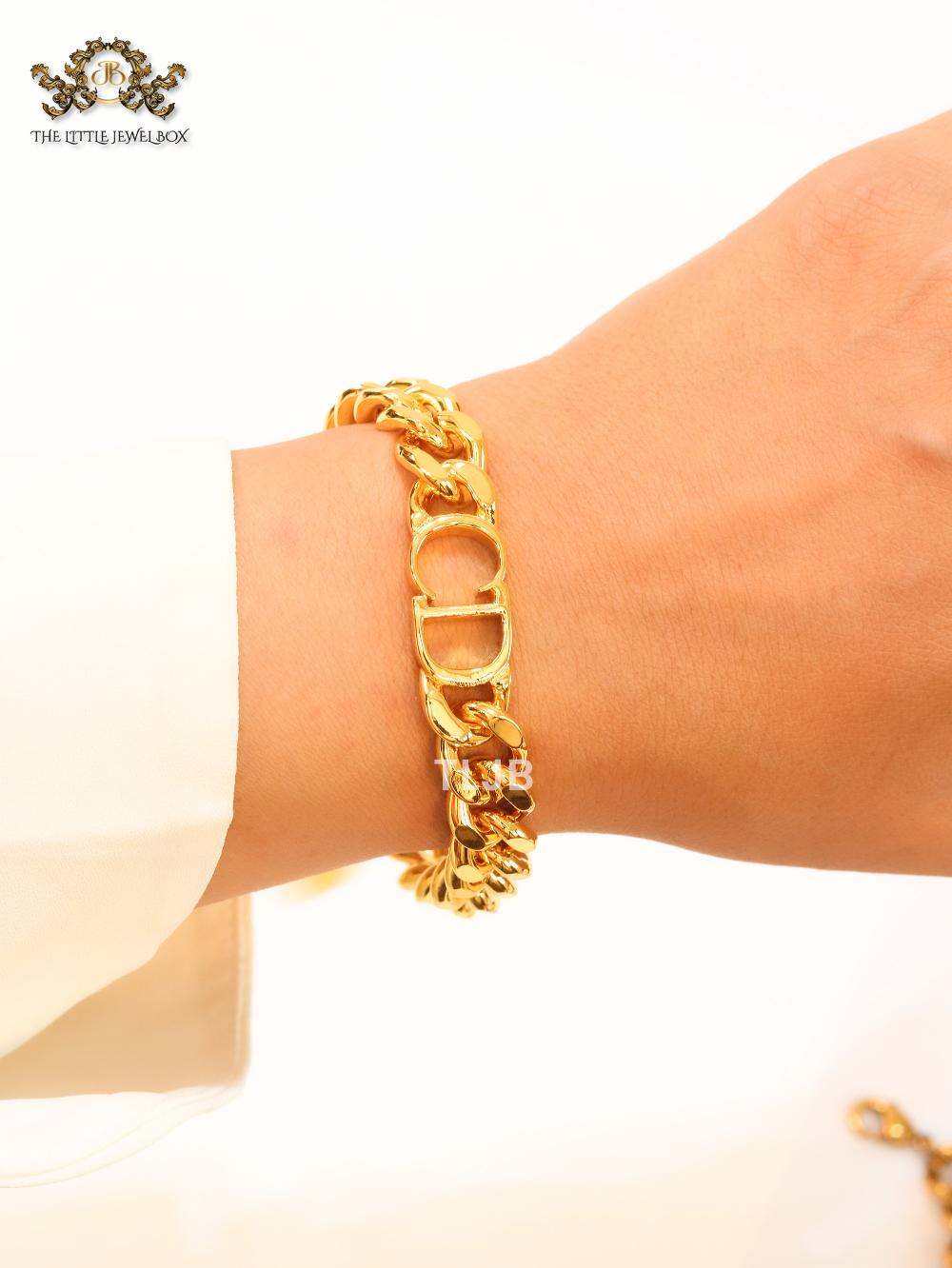 Alphabet CD gold link chain bracelet