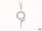Sleek Platinum plated chain with Platinum plated cubic zirconia ancient serpentine symbol pendant