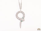 Sleek Platinum plated chain with Platinum plated cubic zirconia ancient snake symbol pendant