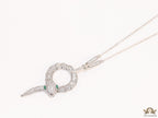 Sleek Platinum plated chain with Platinum plated cubic zirconia ancient snake symbol pendant