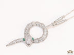 Sleek Platinum plated chain with Platinum plated cubic zirconia ancient serpentine symbol pendant