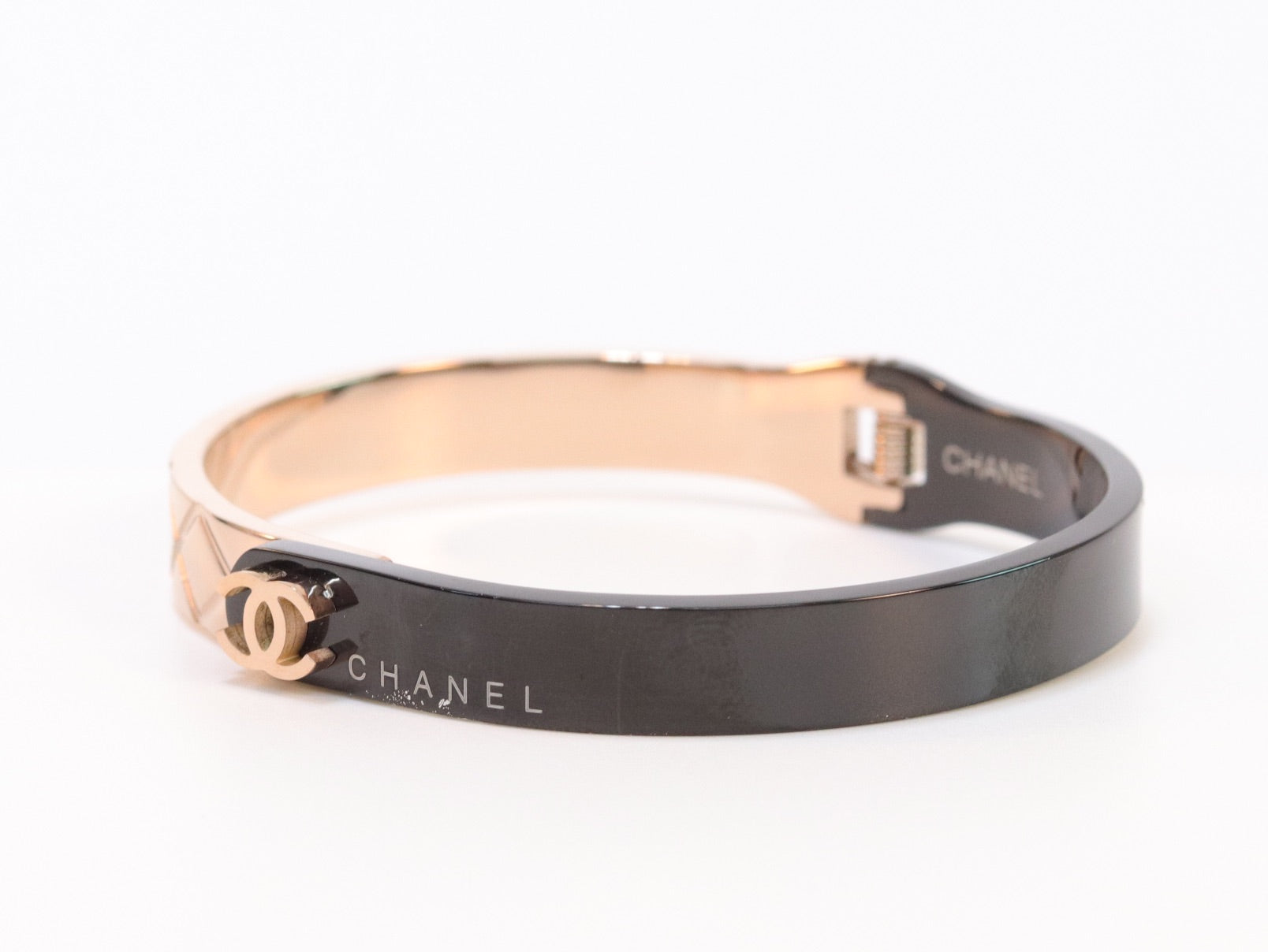 Half n Half rose gold black cross band style bracelet