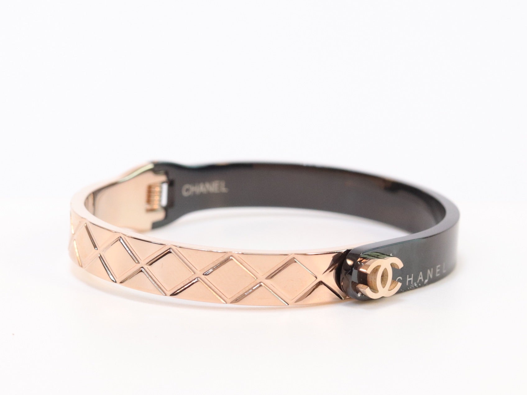 Half n Half rose gold black cross band style bracelet