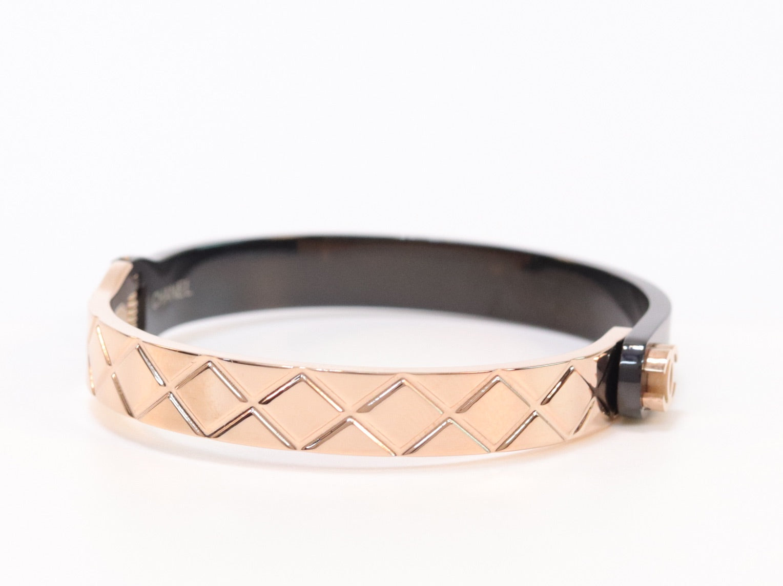 Half n Half rose gold black cross band style bracelet