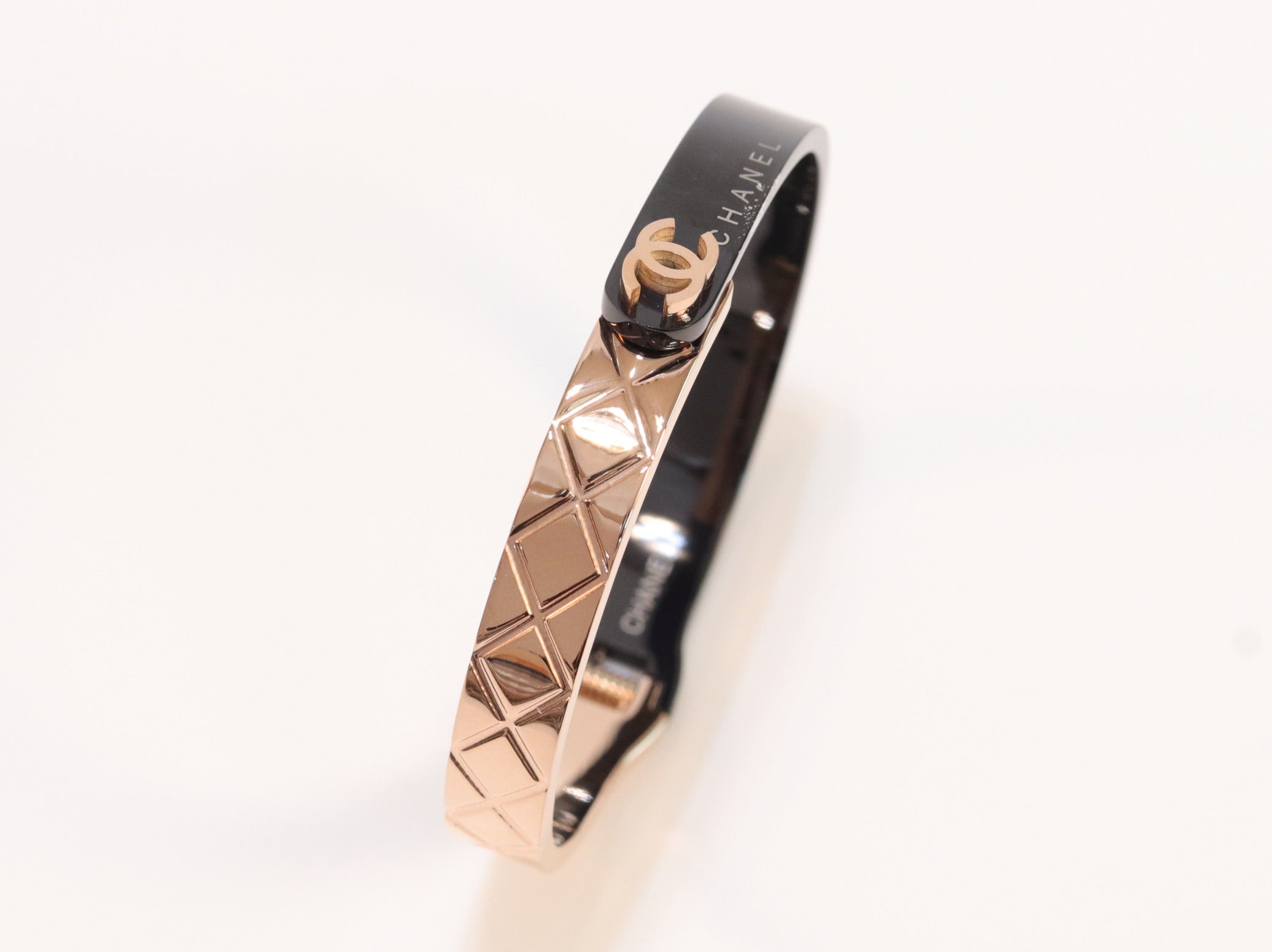 Half n Half rose gold black cross band style bracelet