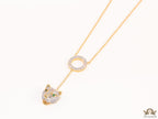 Gold plated sleek chain with circular cubic zirconia disk and gold plated panther face motif pendant