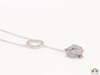 Platinum plated sleek chain with circular cubic zirconia disk and Platinum plated panther face motif pendant
