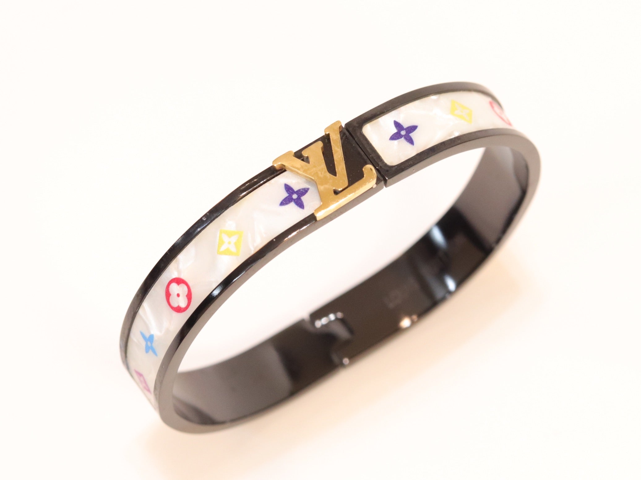 Black & white band with alphabets bracelet