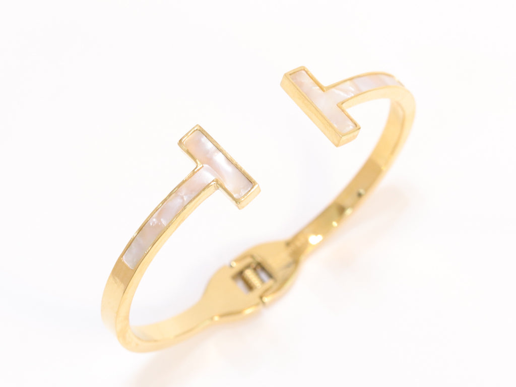 Classic gold and white band bracelet