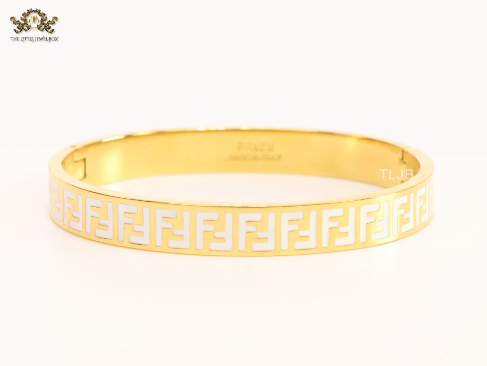 White Double F Gold Bracelet