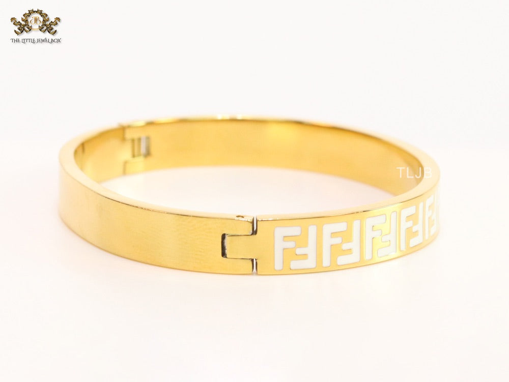 White Double F Gold Bracelet