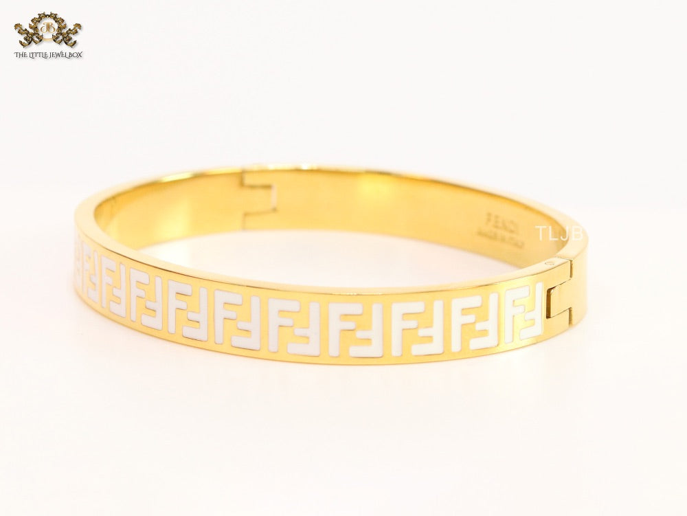 White Double F Gold Bracelet