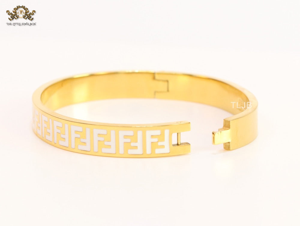 White Double F Gold Bracelet