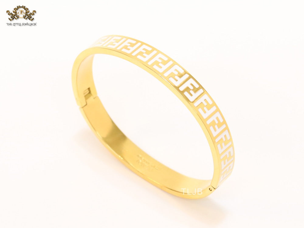 White Double F Gold Bracelet