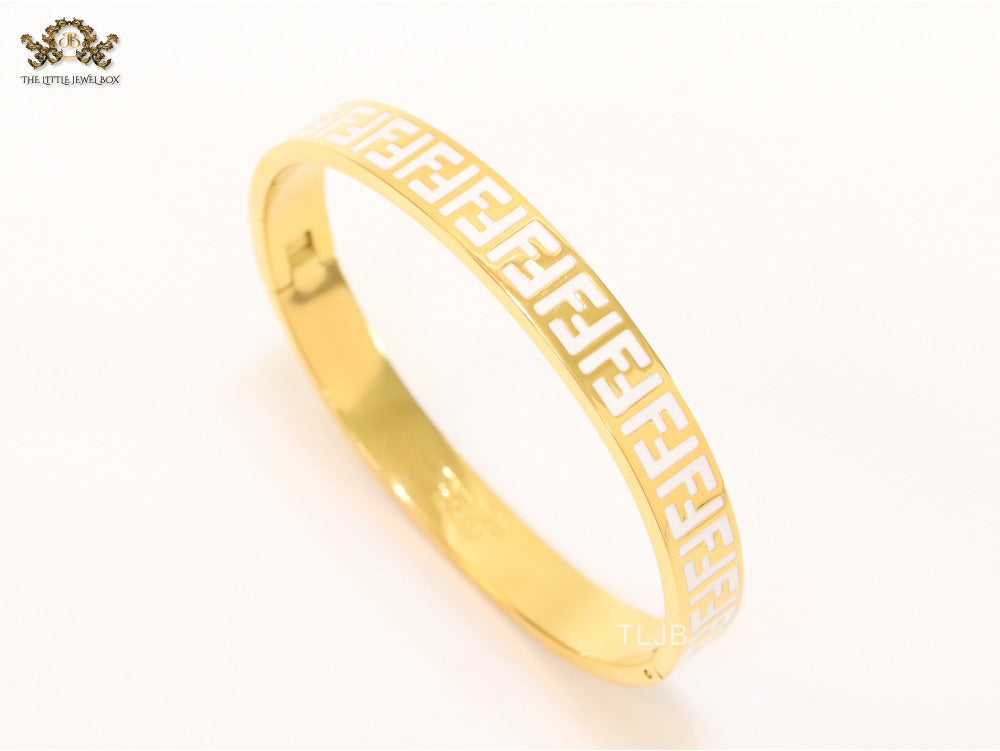White Double F Gold Bracelet