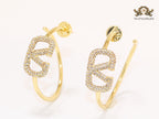 Alphabet V with cz sleek hoops