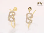 Alphabet V with cz sleek hoops