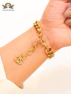 Double C black enamel and  gold link bracelet