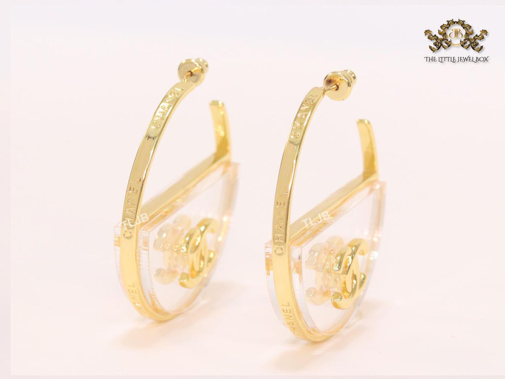 Double CC gold and transparent hoops- 45mm