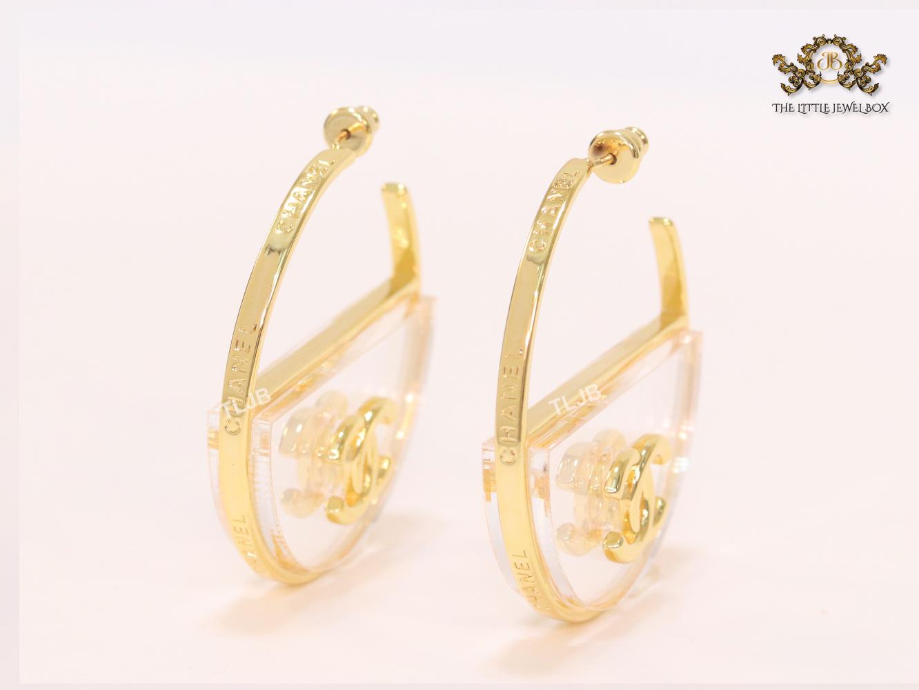 Double CC gold and transparent hoops- 45mm