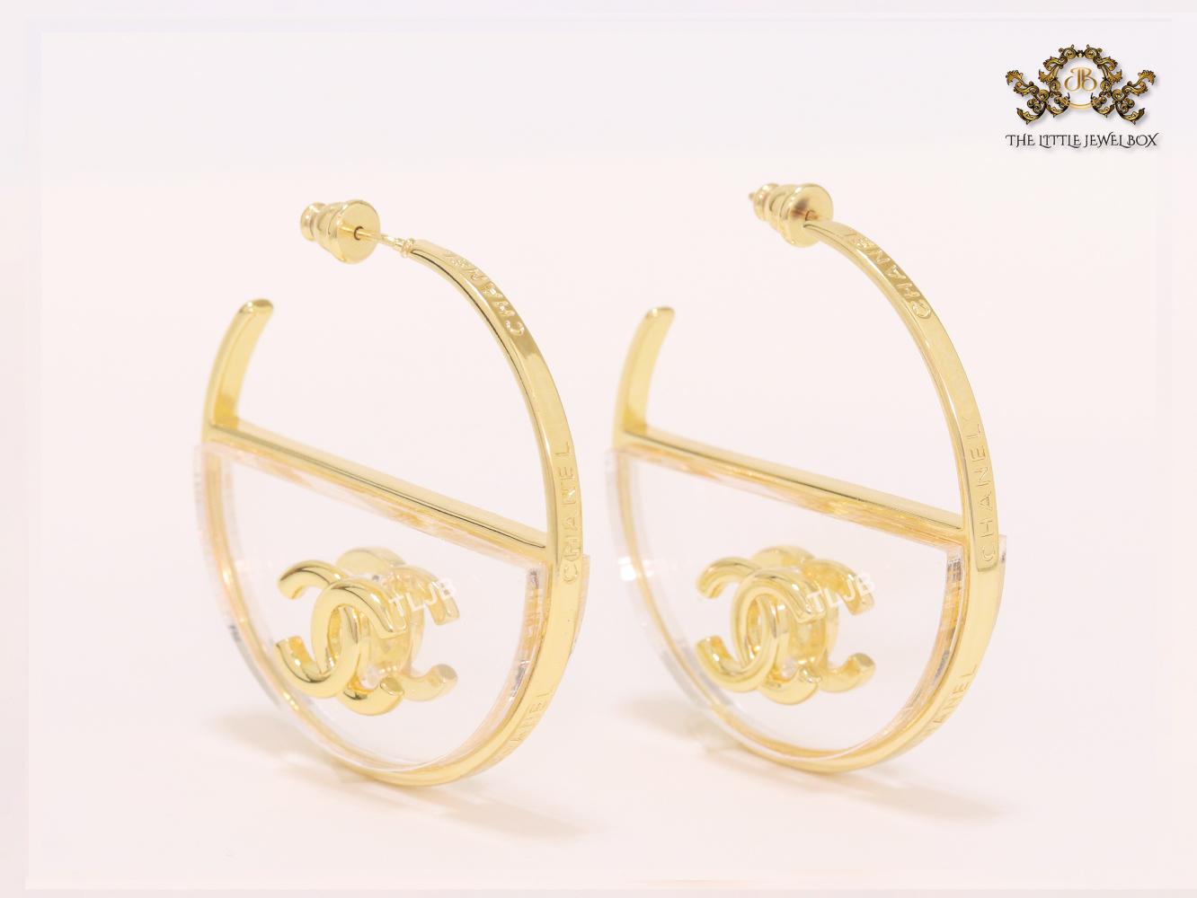Double CC gold and transparent hoops- 45mm