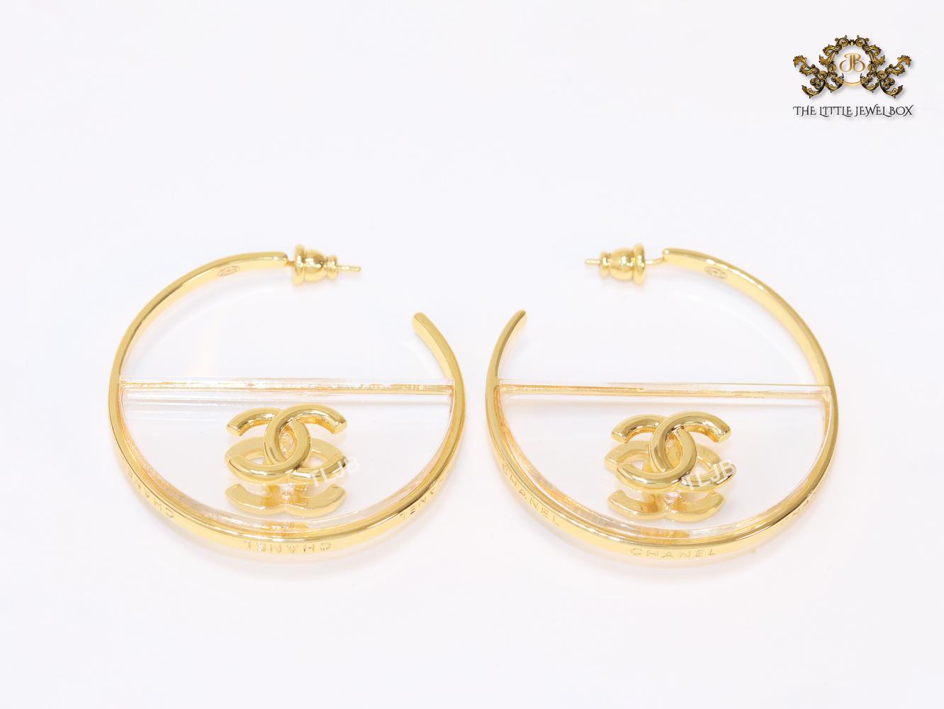 Double CC gold and transparent hoops- 45mm