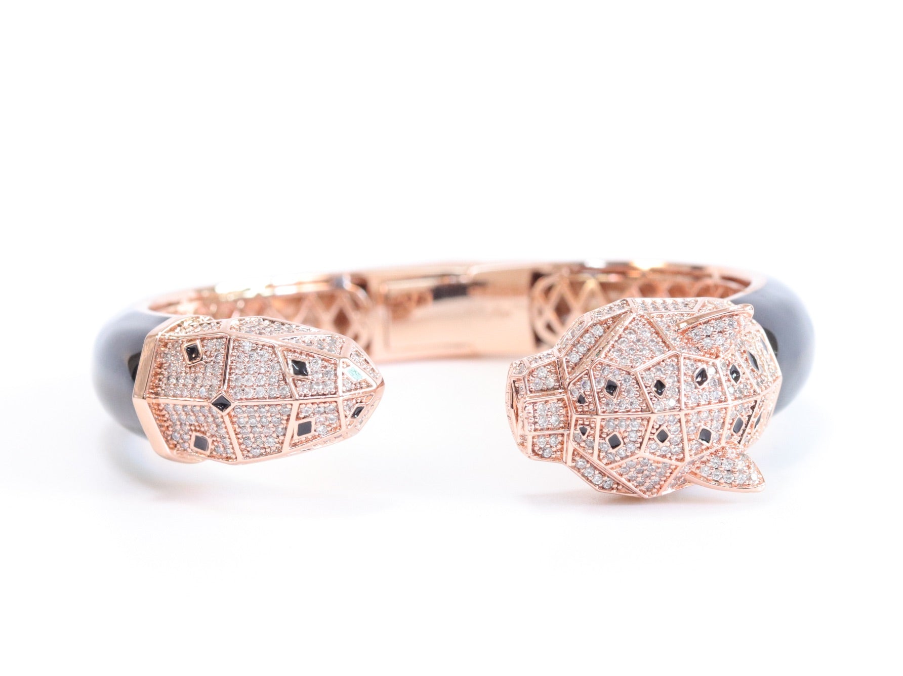 Panther face rose gold and black bracelet