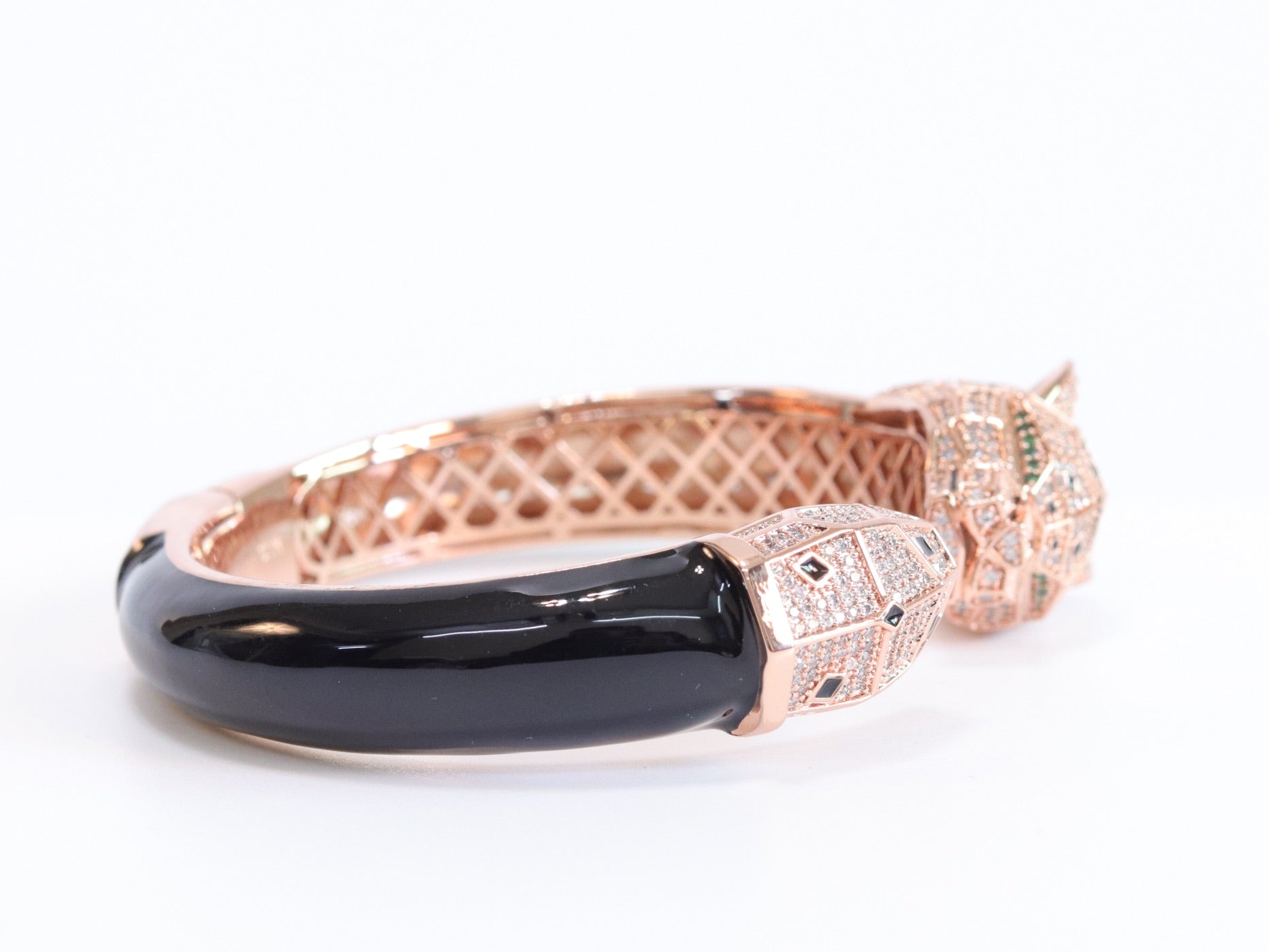 Panther face rose gold and black bracelet