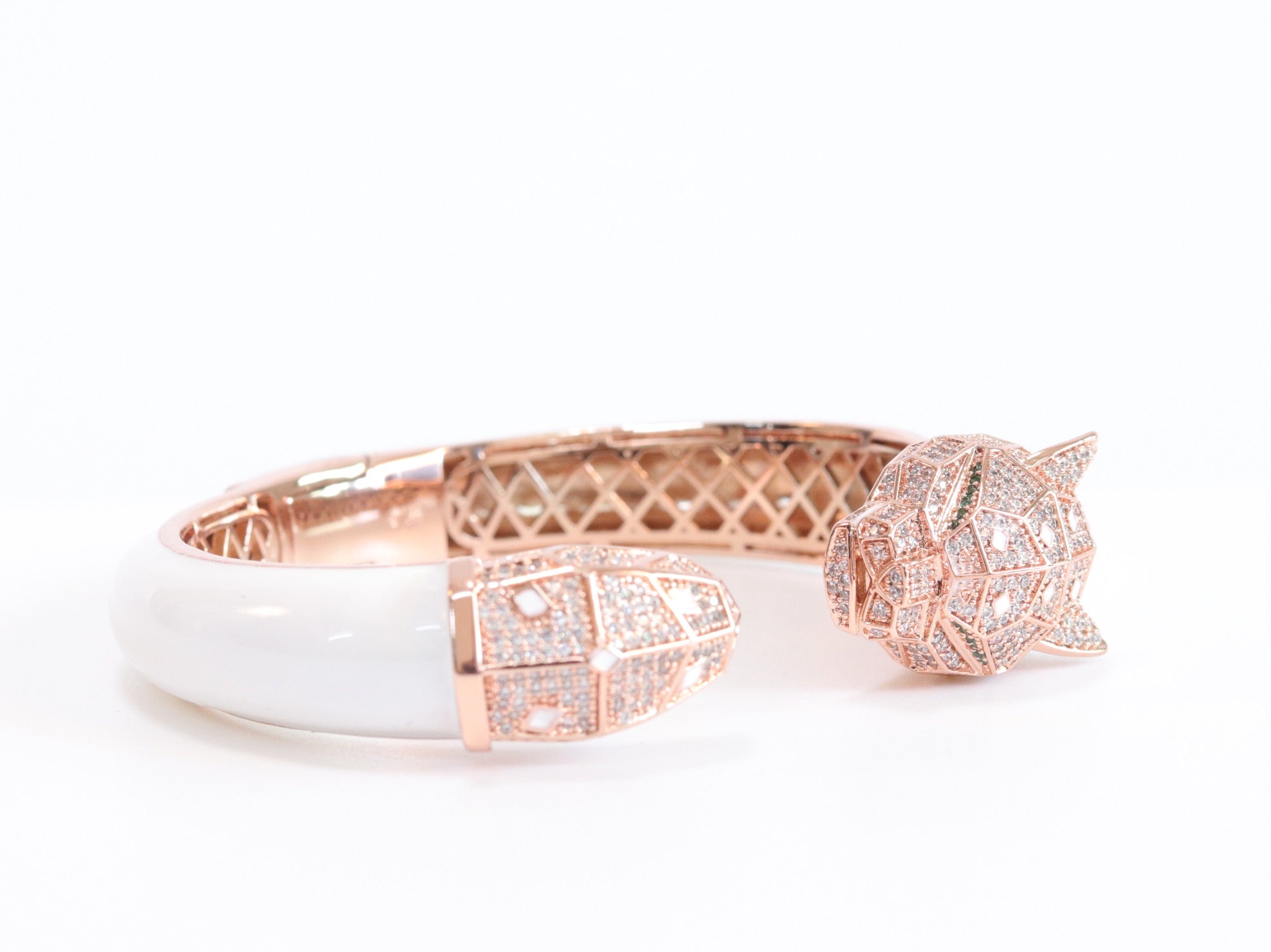Panther face rose gold and white bracelet