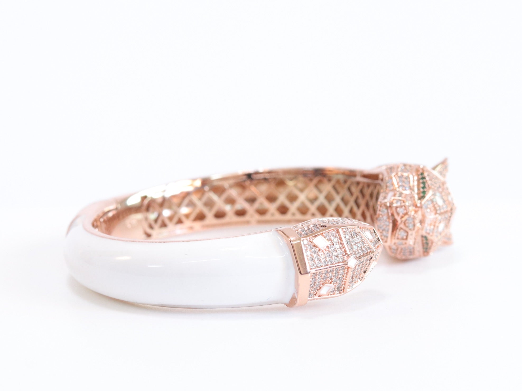 Panther face rose gold and white bracelet