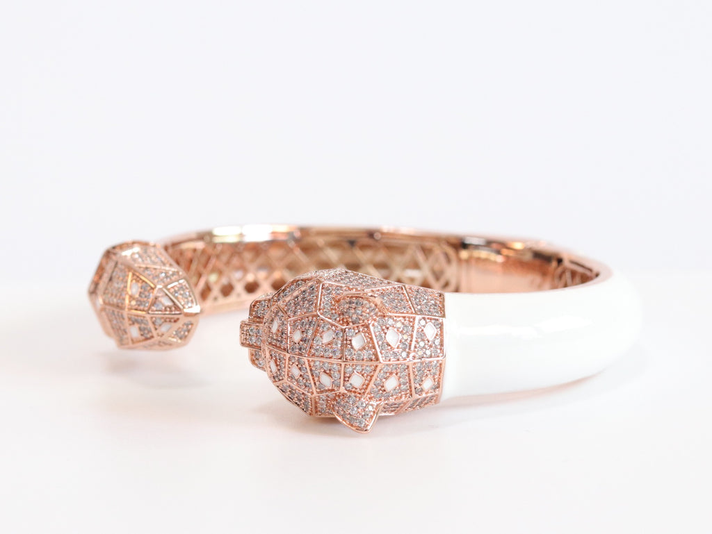 Panther face rose gold and white bracelet