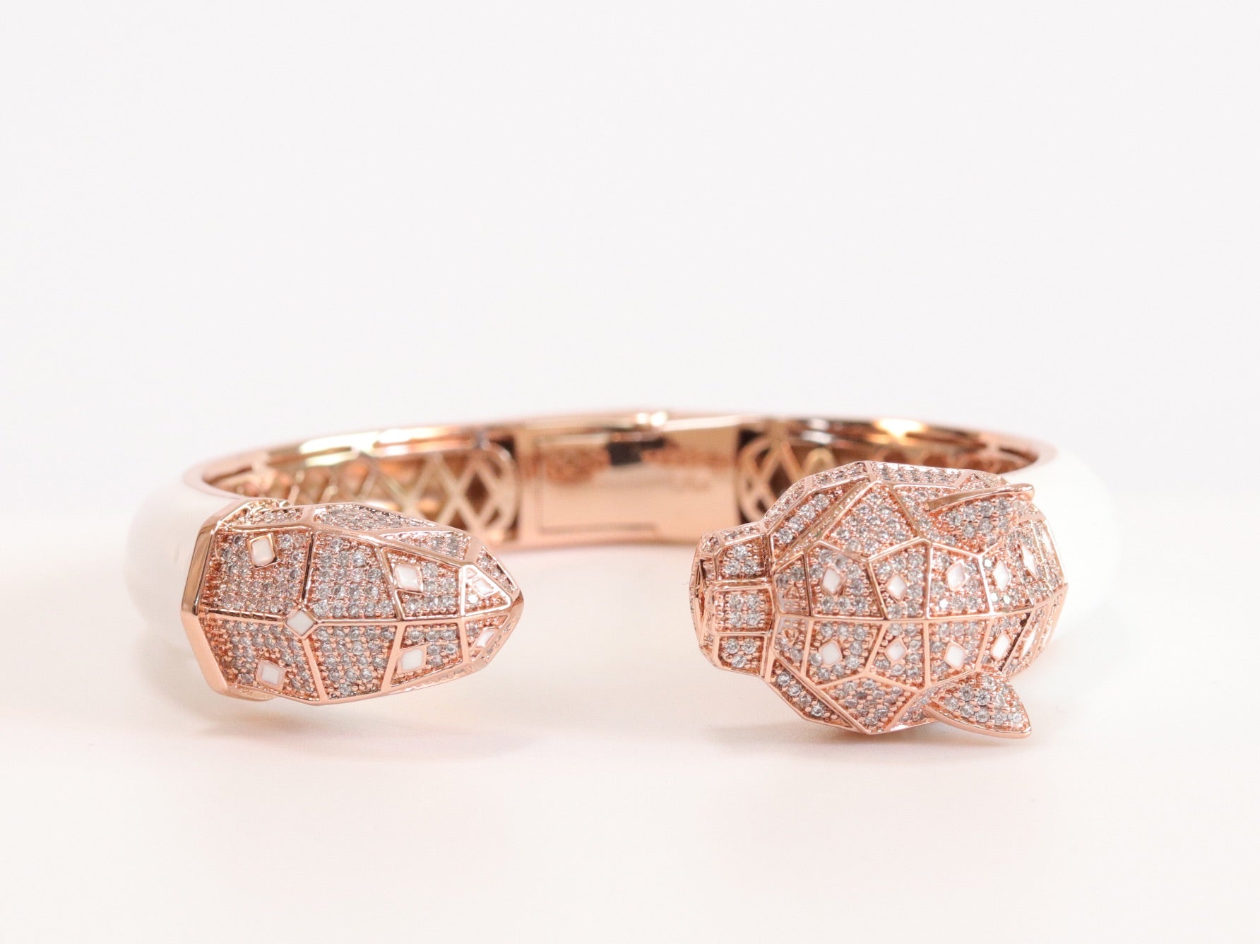 Panther face rose gold and white bracelet