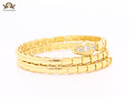 Gold triple layered snake bracelet with cz